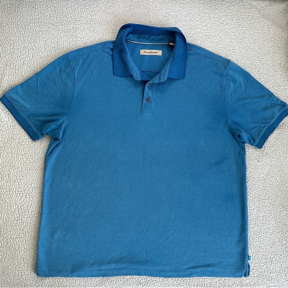 Tommy Bahama Modal Polo Shirt Mens XXL Blue Performance EUC
